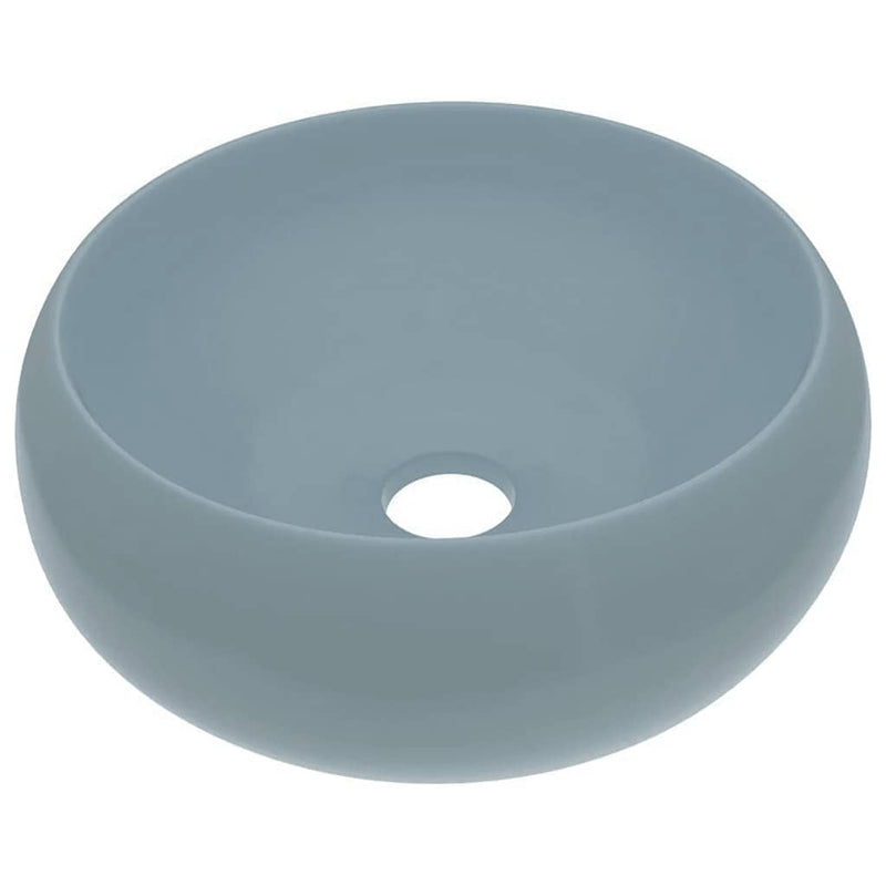 Afbeelding laden in galerijviewer, Vidaxl wastafel rond 40x15 cm keramiek mat lichtblauw
