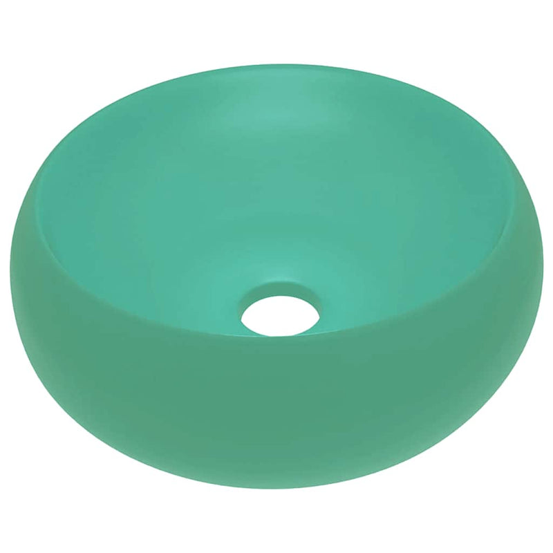 Afbeelding laden in galerijviewer, Vidaxl wastafel rond 40x15 cm keramiek mat lichtgroen
