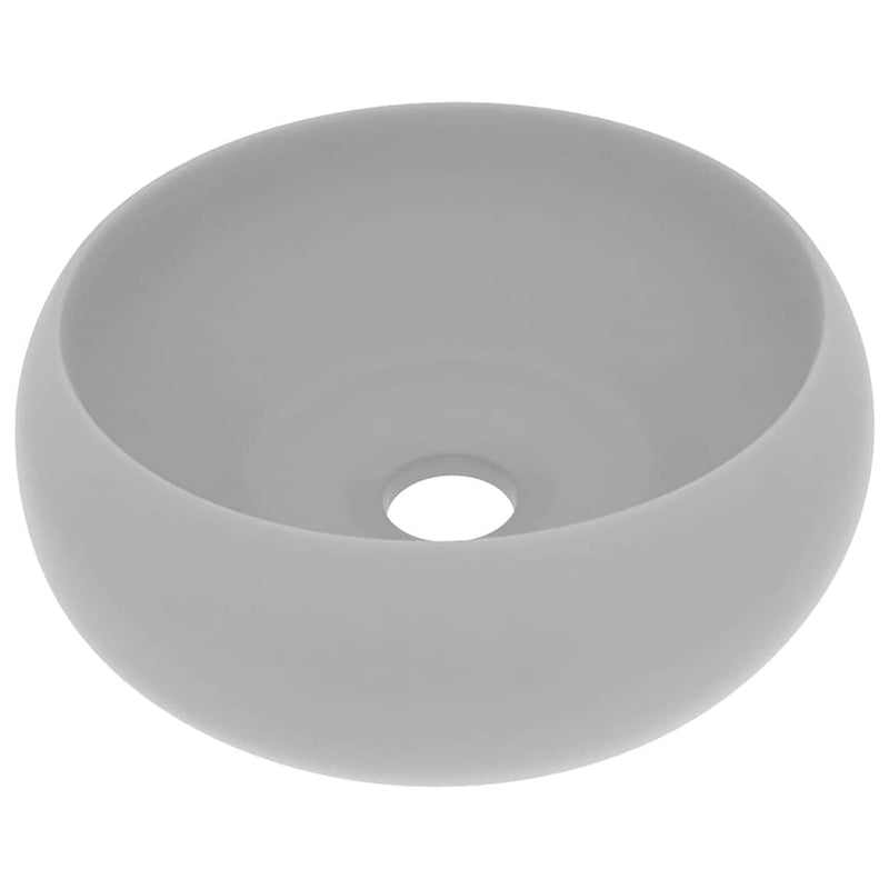 Afbeelding laden in galerijviewer, Vidaxl wastafel rond 40x15 cm keramiek mat lichtgrijs
