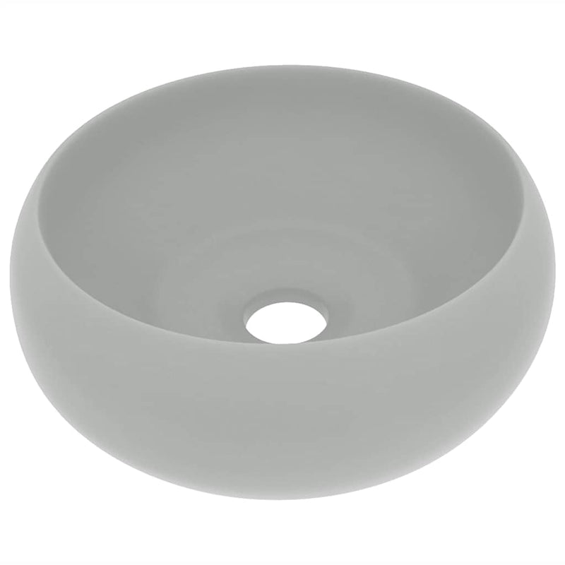 Afbeelding laden in galerijviewer, Vidaxl wastafel rond 40x15 cm keramiek mat lichtgrijs
