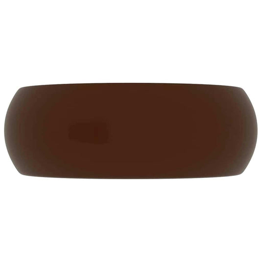 Vidaxl wastafel rond 40x15 cm keramiek mat donkerbruin