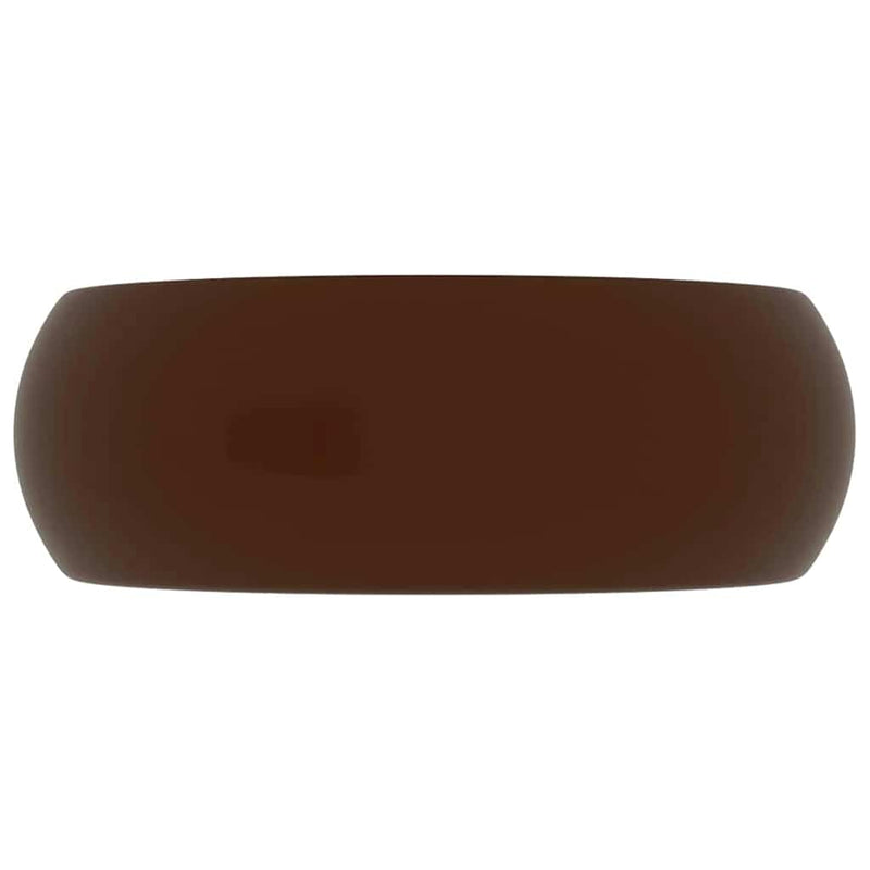 Afbeelding laden in galerijviewer, Vidaxl wastafel rond 40x15 cm keramiek mat donkerbruin
