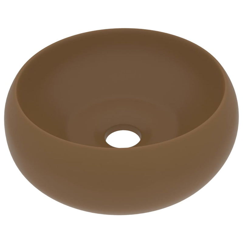 Afbeelding laden in galerijviewer, Vidaxl wastafel rond 40x15 cm keramiek matcrème
