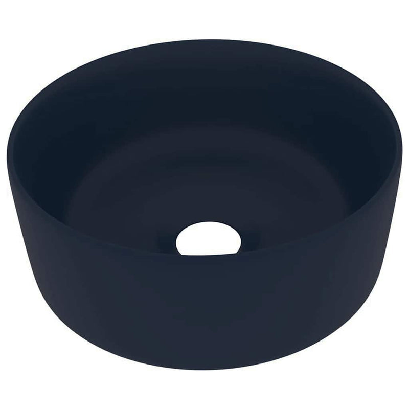 Afbeelding laden in galerijviewer, Vidaxl wastafel rond 40x15 cm keramiek mat donkerblauw
