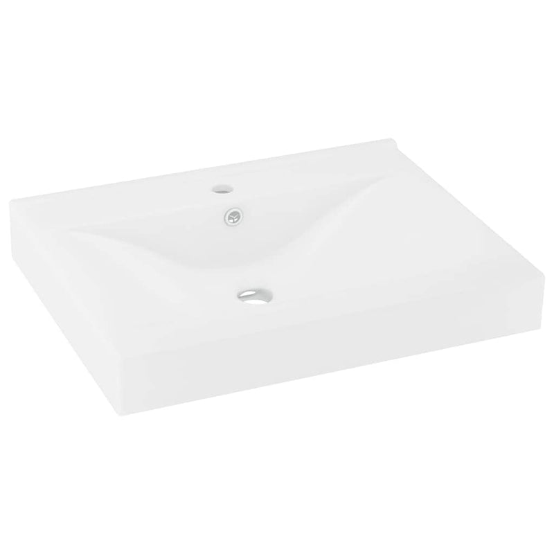 Afbeelding laden in galerijviewer, Vidaxl wastafel met kraangat 60x46 cm keramiek matwit
