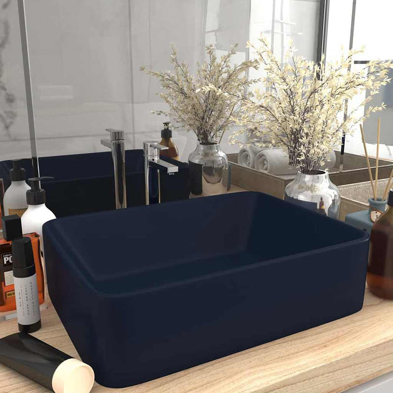 Afbeelding laden in galerijviewer, Vidaxl wastafel 41x30x12 cm keramiek mat donkerblauw
