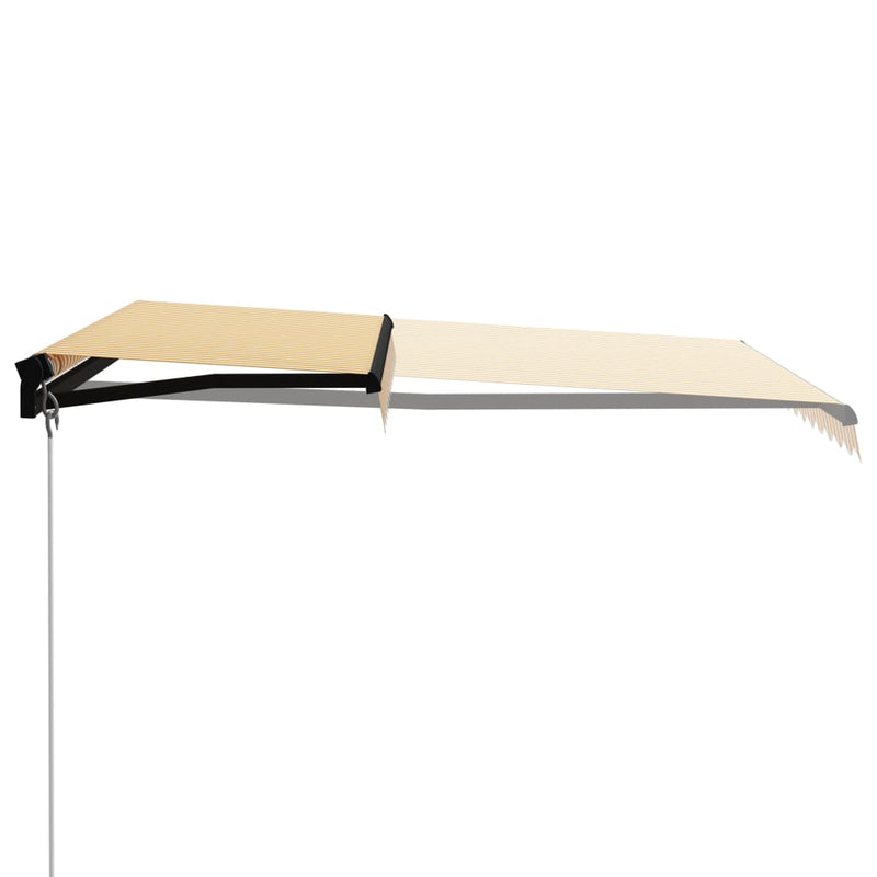 Afbeelding laden in galerijviewer, Vidaxl luifel handmatig uittrekbaar 300x250 cm geel en wit
