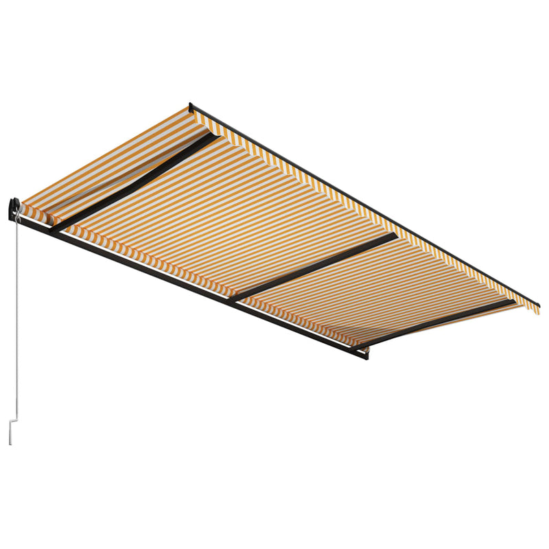 Afbeelding laden in galerijviewer, VidaXL Luifel handmatig uittrekbaar 600x300 cm geel en wit
