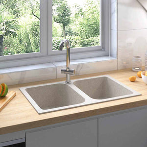Vidaxl keukenwasbak beige 76 x 48 x 30 cm kwarts en hars