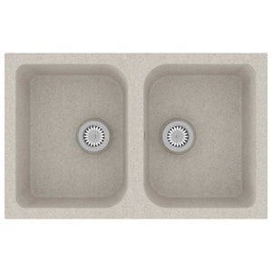 Vidaxl keukenwasbak beige 76 x 48 x 30 cm kwarts en hars
