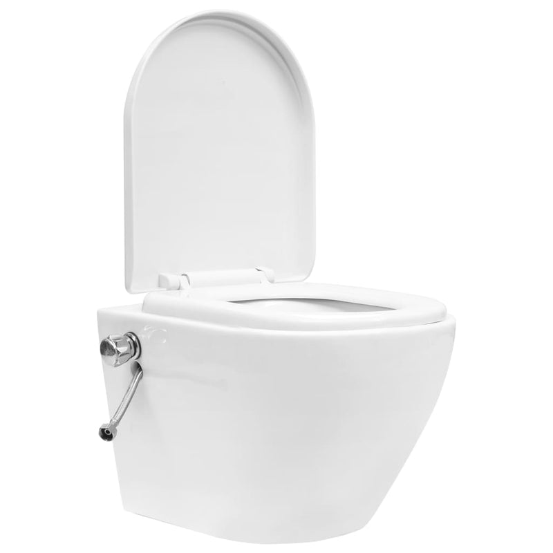 Afbeelding laden in galerijviewer, VidaXL Hangend toilet randloos met verborgen stortbak keramiek wit
