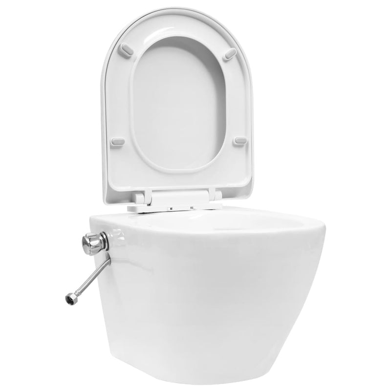 Afbeelding laden in galerijviewer, VidaXL Hangend toilet randloos met verborgen stortbak keramiek wit

