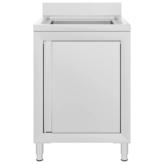 Vidaxl wastafelkast commercieel 60x60x96 cm roestvrij staal