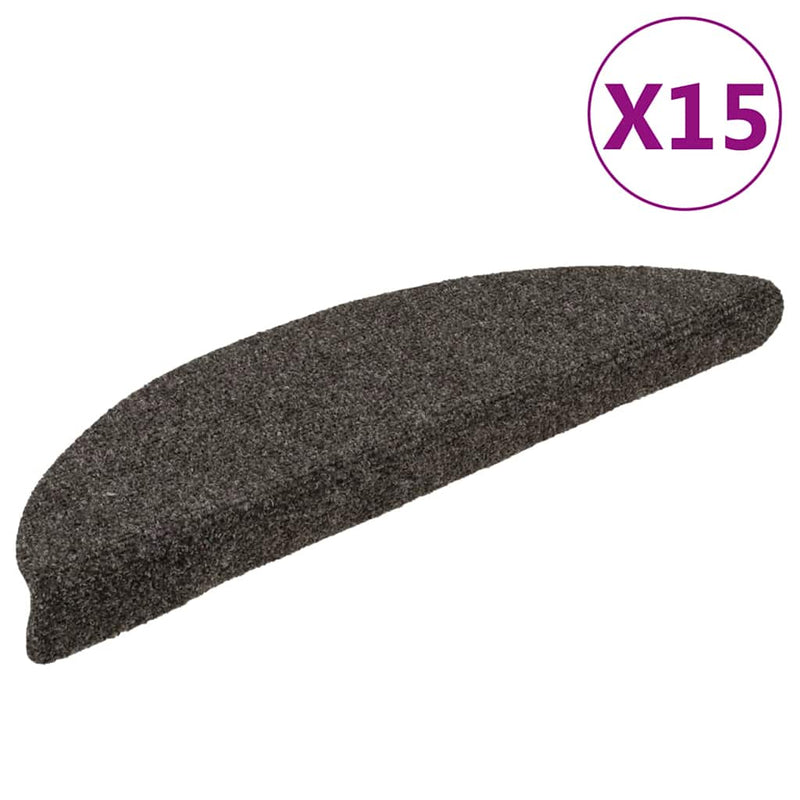 Afbeelding laden in galerijviewer, Vidaxl trapmatten zelfklevend 15 stuks 56x17x3 cm antraciet halfrond
