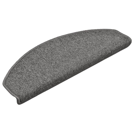 Vidaxl trapmatten 15 st 65x24x4 cm grijs en zwart halfrond groot