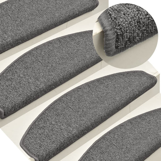 Vidaxl trapmatten 15 st 65x24x4 cm grijs en zwart halfrond groot