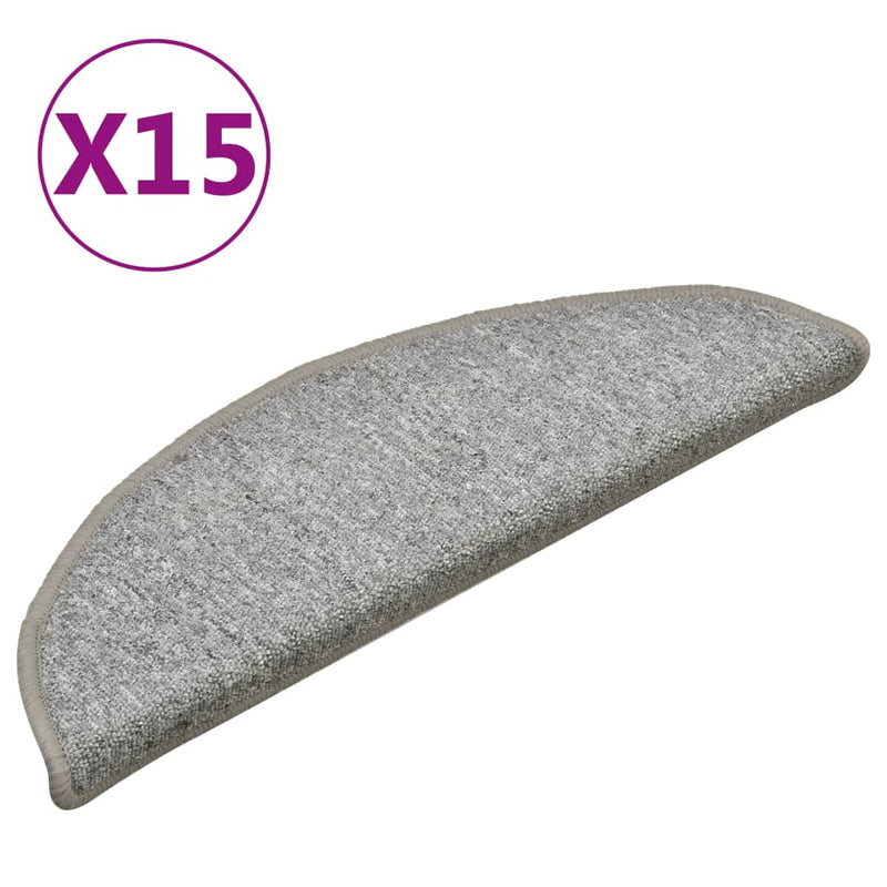 Afbeelding laden in galerijviewer, Vidaxl trapmatten 15 st 56x17x3 cm lichtgrijs halfrond
