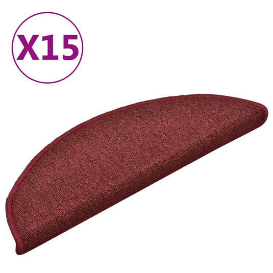 Vidaxl trapmatten 15 st 56x17x3 cm bordeaux halfrond