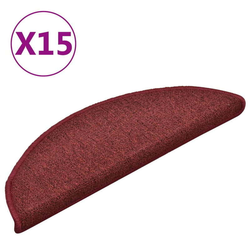 Afbeelding laden in galerijviewer, Vidaxl trapmatten 15 st 56x17x3 cm bordeaux halfrond
