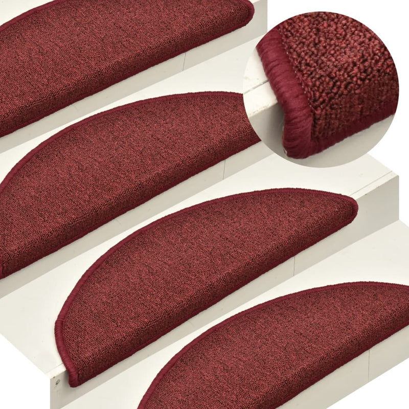 Afbeelding laden in galerijviewer, Vidaxl trapmatten 15 st 56x17x3 cm bordeaux halfrond
