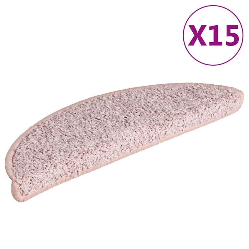 Afbeelding laden in galerijviewer, Vidaxl trapmatten 15 st 56x17x3 cm lichtroze halfrond
