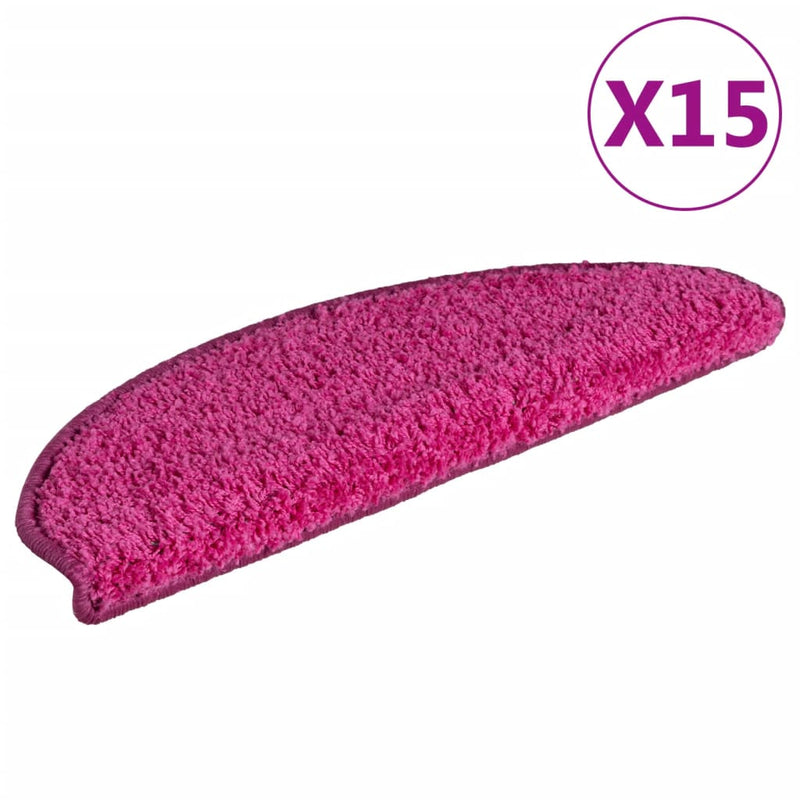 Afbeelding laden in galerijviewer, Vidaxl trapmatten 15 st 65x21x4 cm roze halfrond groot
