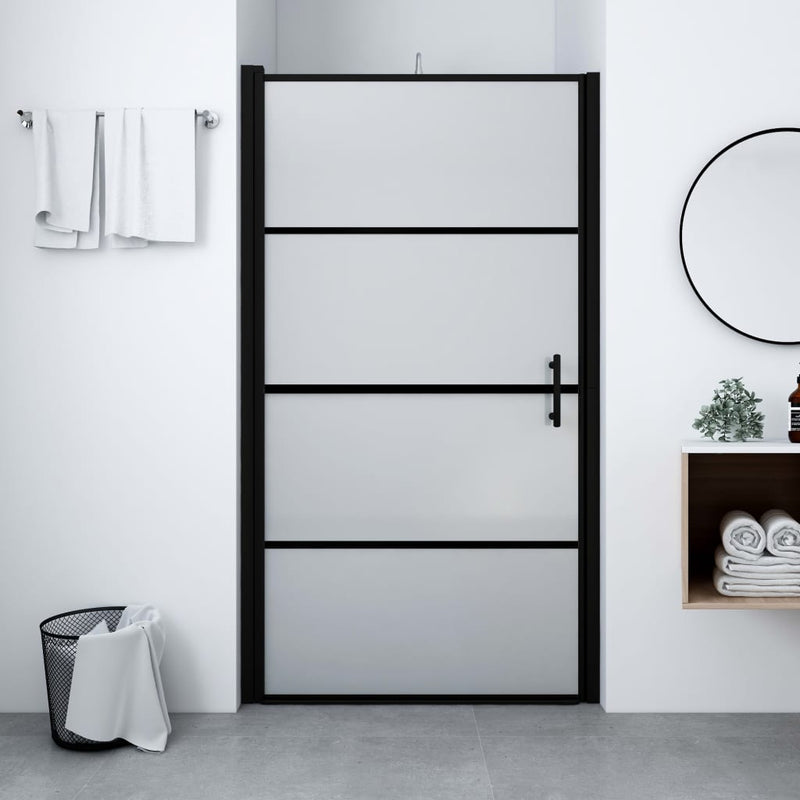 Afbeelding laden in galerijviewer, Vidaxl douchedeur mat 100x178 cm gehard glas zwart

