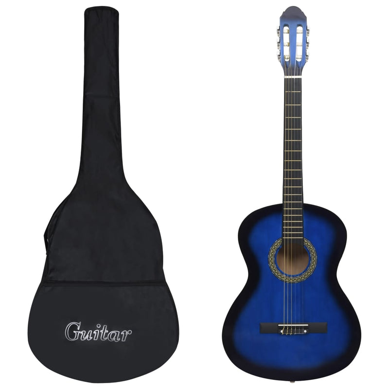 Afbeelding laden in galerijviewer, Vidaxl gitaar klassiek beginner met tas 4 4 39 blauw
