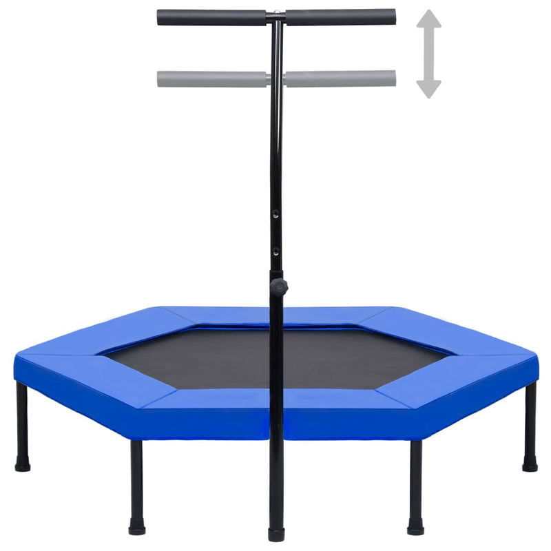 Afbeelding laden in galerijviewer, VidaXL Fitnesstrampoline met handgreep veiligheidsmat zeshoekig 122 cm
