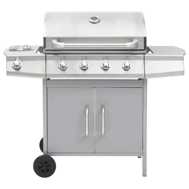 Afbeelding laden in galerijviewer, Vidaxl gasbarbecue 4+1 kookzone roestvrij staal zilverkleurig
