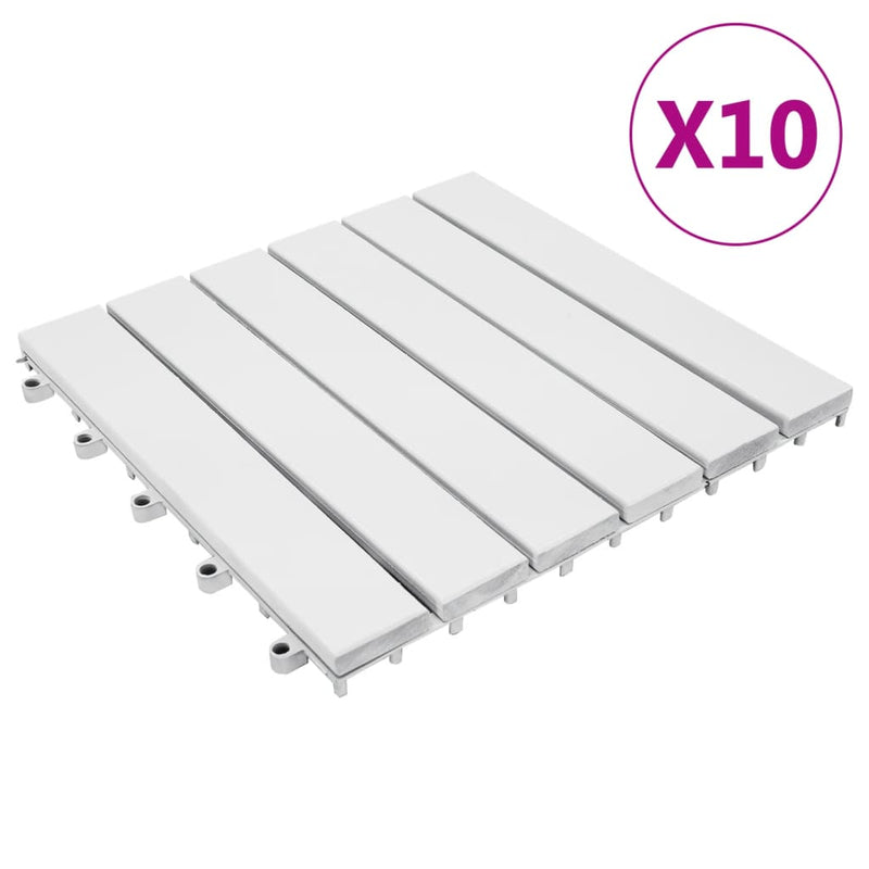 Afbeelding laden in galerijviewer, VidaXL Terrastegels 10 st 30x30 cm massief acaciahout wit
