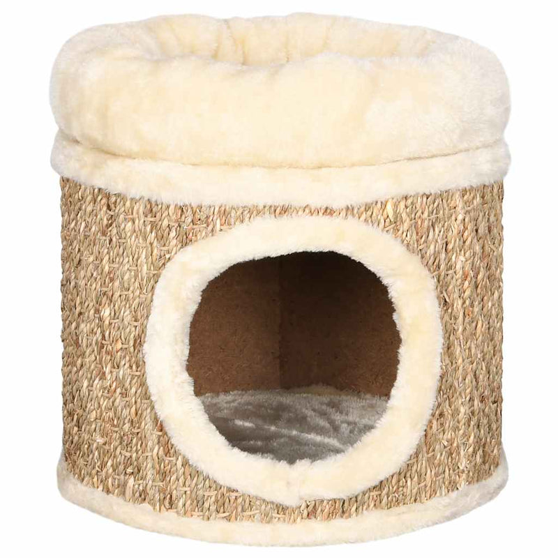Afbeelding laden in galerijviewer, Vidaxl kattenhuis met luxe kussen 33 cm zeegras
