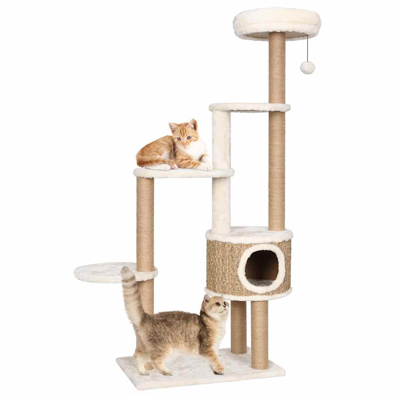 Afbeelding laden in galerijviewer, Vidaxl kattenmeubel met luxe kussen en krabpalen 148 cm zeegras
