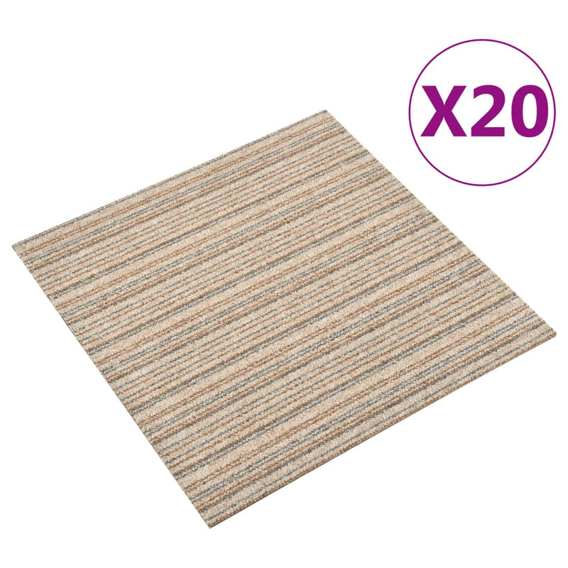 Afbeelding laden in galerijviewer, Vidaxl tapijttegels 20 st 5 m² 50x50 cm gestreept beige
