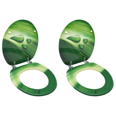 Vidaxl toiletbrillen met deksel 2 st waterdruppel mdf groen