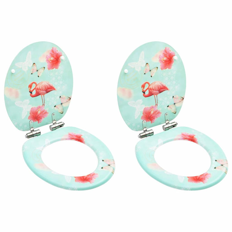 Afbeelding laden in galerijviewer, Vidaxl toiletbrillen met soft-close deksel 2 st flamingo mdf
