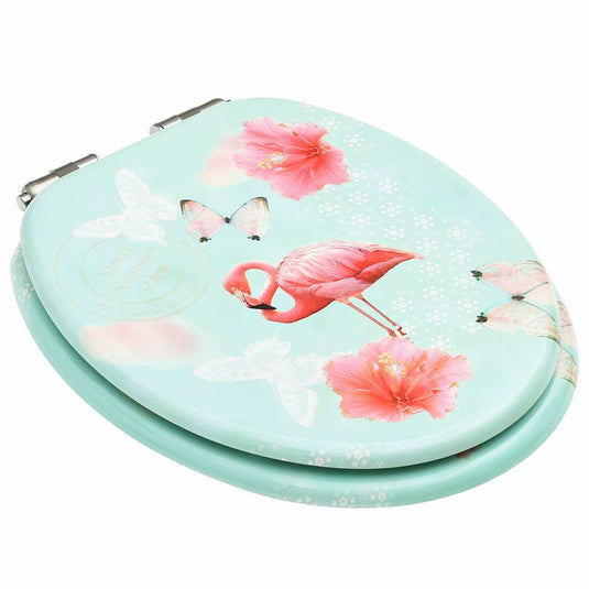Vidaxl toiletbrillen met soft-close deksel 2 st flamingo mdf