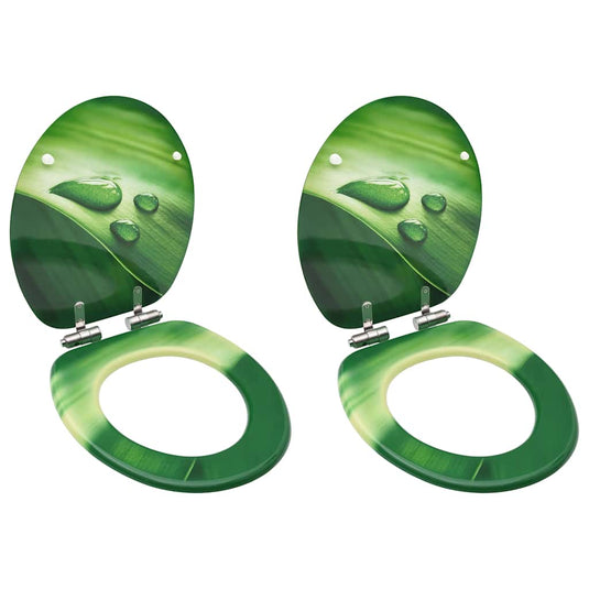 Vidaxl toiletbrillen met soft-close deksel 2 st waterdruppel mdf groen