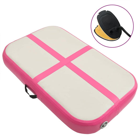 Vidaxl gymnastiekmat met pomp opblaasbaar 60x100x15 cm pvc roze