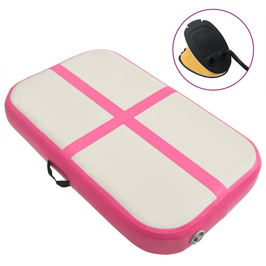 Vidaxl gymnastiekmat met pomp opblaasbaar 60x100x20 cm pvc roze