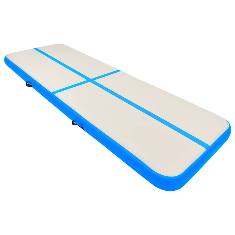 Afbeelding laden in galerijviewer, Vidaxl gymnastiekmat met pomp opblaasbaar 400x100x15 cm pvc blauw
