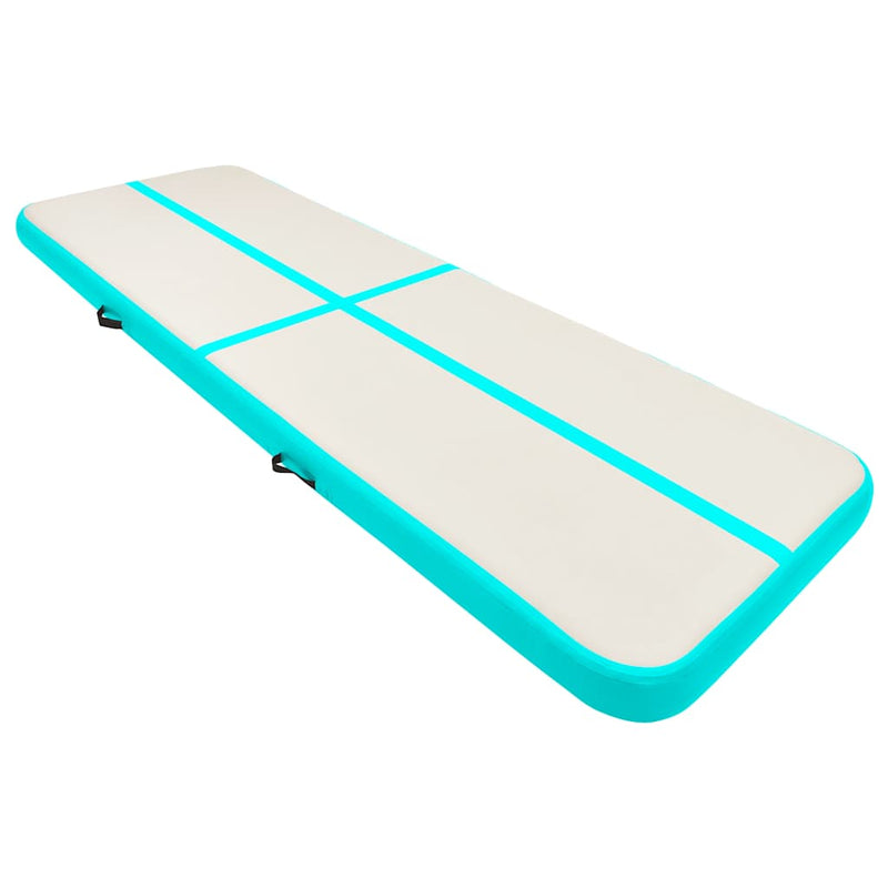 Afbeelding laden in galerijviewer, Vidaxl gymnastiekmat met pomp opblaasbaar 500x100x15 cm pvc groen
