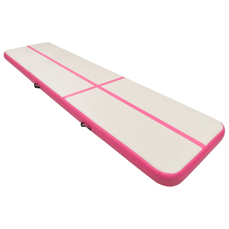 Afbeelding laden in galerijviewer, Vidaxl gymnastiekmat met pomp opblaasbaar 600x100x15 cm pvc roze
