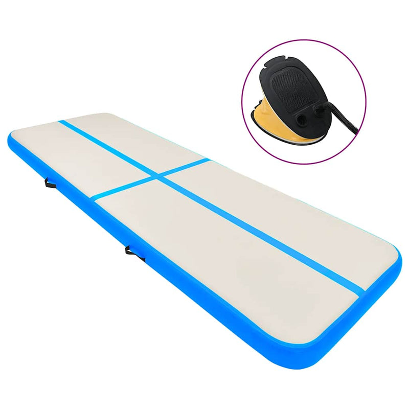 Afbeelding laden in galerijviewer, Vidaxl gymnastiekmat met pomp opblaasbaar 600x100x15 cm pvc blauw
