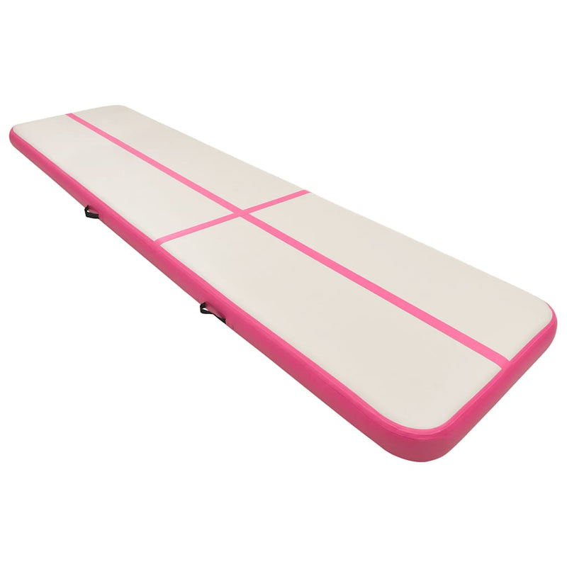 Afbeelding laden in galerijviewer, Vidaxl gymnastiekmat met pomp opblaasbaar 700x100x15 cm pvc roze
