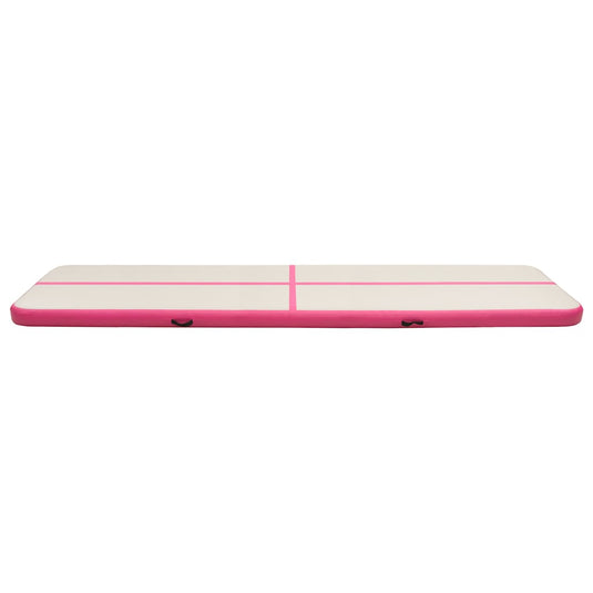Vidaxl gymnastiekmat met pomp opblaasbaar 700x100x15 cm pvc roze