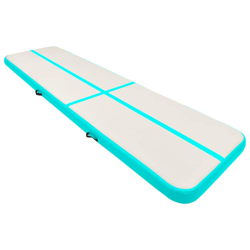 Afbeelding laden in galerijviewer, Vidaxl gymnastiekmat met pomp opblaasbaar 700x100x15 cm pvc groen
