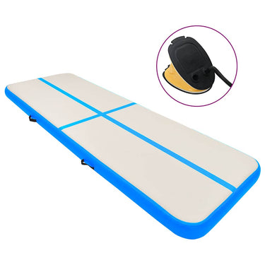 Vidaxl gymnastiekmat met pomp opblaasbaar 300x100x20 cm pvc blauw