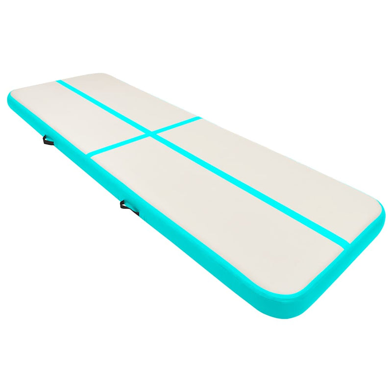 Afbeelding laden in galerijviewer, Vidaxl gymnastiekmat met pomp opblaasbaar 400x100x20 cm pvc groen
