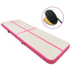 Vidaxl gymnastiekmat met pomp opblaasbaar 500x100x20 cm pvc roze